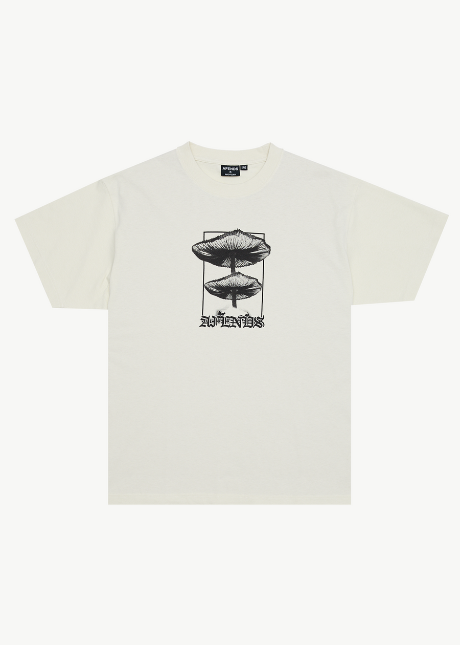 AFENDS Mens Cloudy - Boxy Tee - Limestone