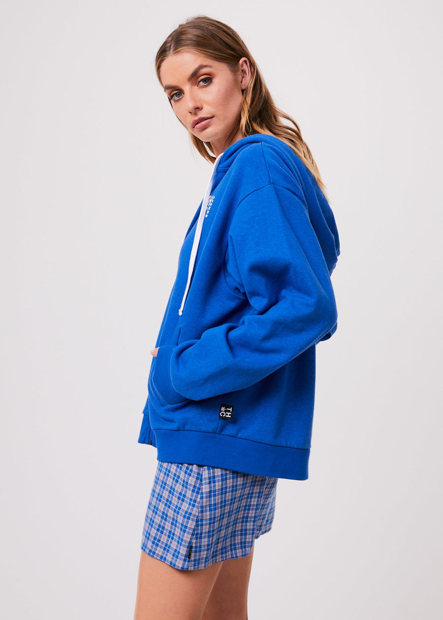AFENDS Unisex Rolled Up - Unisex Zip Up Hoodie - Electric Blue 