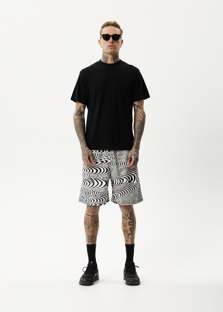 AFENDS Mens Broccoli - Elastic Waist Shorts - Black 