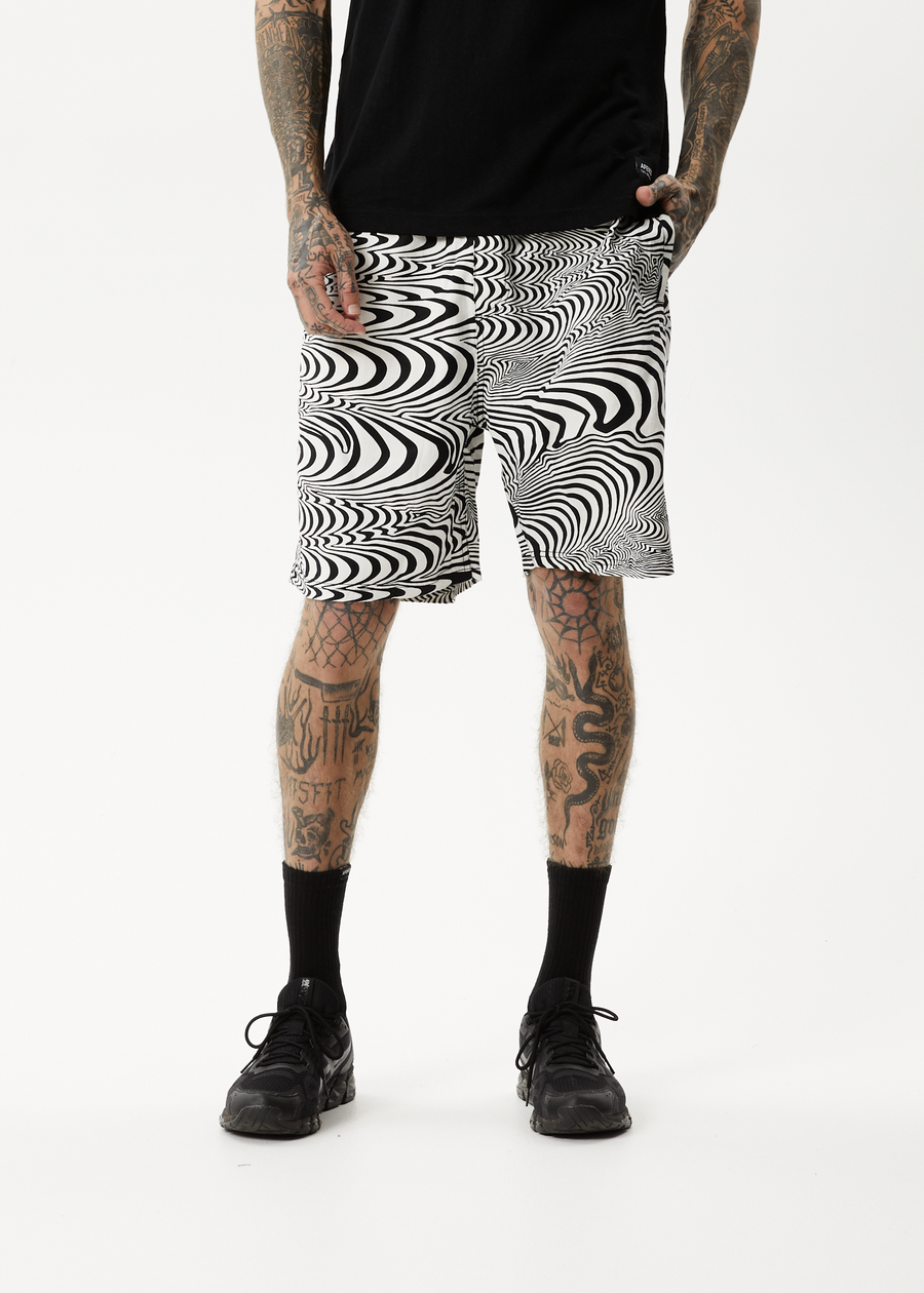 AFENDS Mens Broccoli - Elastic Waist Shorts - Black 