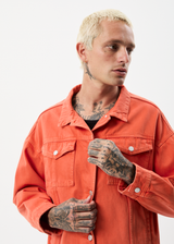 AFENDS Unisex Innie - Unisex Denim Jacket - Faded Orange - Afends unisex innie   unisex denim jacket   faded orange 