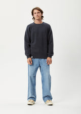 AFENDS Unisex Solace - Unisex Knit Crew Neck Jumper - Charcoal - Afends unisex solace   unisex knit crew neck jumper   charcoal 