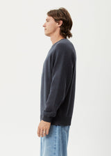 AFENDS Unisex Solace - Unisex Knit Crew Neck Jumper - Charcoal - Afends unisex solace   unisex knit crew neck jumper   charcoal 