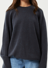 AFENDS Unisex Solace - Unisex Knit Crew Neck Jumper - Charcoal - Afends unisex solace   unisex knit crew neck jumper   charcoal 