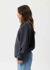 AFENDS Unisex Solace - Unisex Knit Crew Neck Jumper - Charcoal - Afends unisex solace   unisex knit crew neck jumper   charcoal 