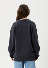 AFENDS Unisex Solace - Unisex Knit Crew Neck Jumper - Charcoal - Afends unisex solace   unisex knit crew neck jumper   charcoal 