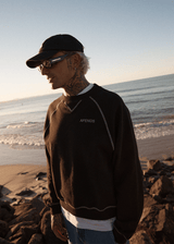 AFENDS Mens Burner - Crew Neck Jumper - Black - Afends mens burner   crew neck jumper   black