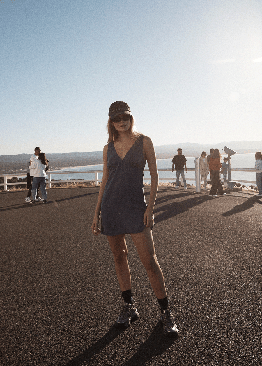 AFENDS Womens Grace - Cupro Mini Dress - Navy 