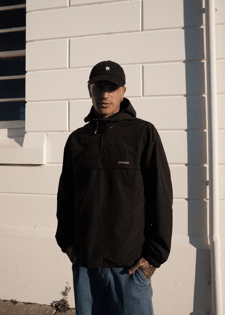 AFENDS Mens System - Water Resistant Spray Anorak Jacket - Black 