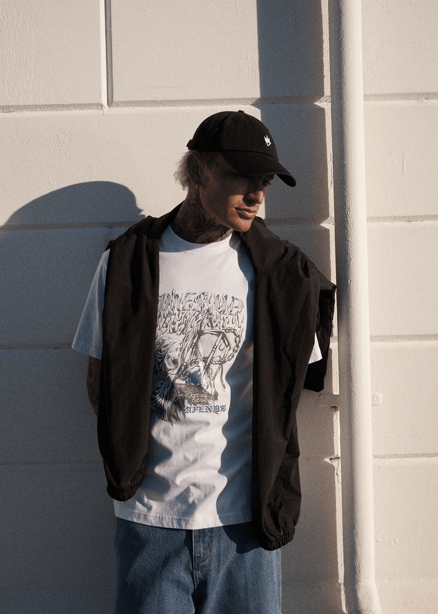 AFENDS Mens Times Up - Retro Tee - White