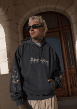 AFENDS Mens Scorched - Boxy Hoodie - Charcoal - Afends mens scorched   boxy hoodie   charcoal