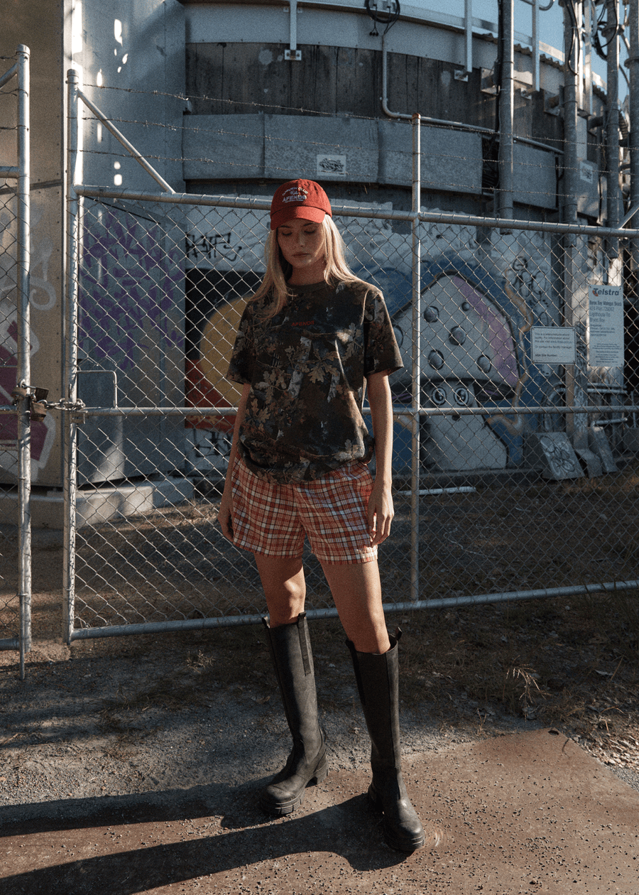 AFENDS Mens Check Out - Boxer Short - Red Check