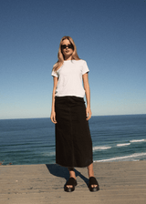 AFENDS Womens Chichi - Denim Midi Skirt - Washed Black - Afends womens chichi   denim midi skirt   washed black 