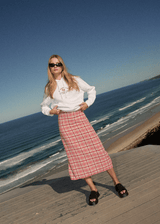AFENDS Womens Check Out - Midi Skirt - Red Check - Afends womens check out   midi skirt   red check 