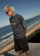 AFENDS Mens Scorched - Long Sleeve Tee - Charcoal - Afends mens scorched   long sleeve tee   charcoal