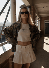 AFENDS Womens Mika - Pleat Mini Skirt - Sand - Afends womens mika   pleat mini skirt   sand 