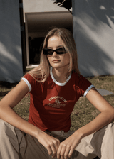 AFENDS Womens Cultivate - Ringer Tee - Ketchup - Afends womens cultivate   ringer tee   ketchup