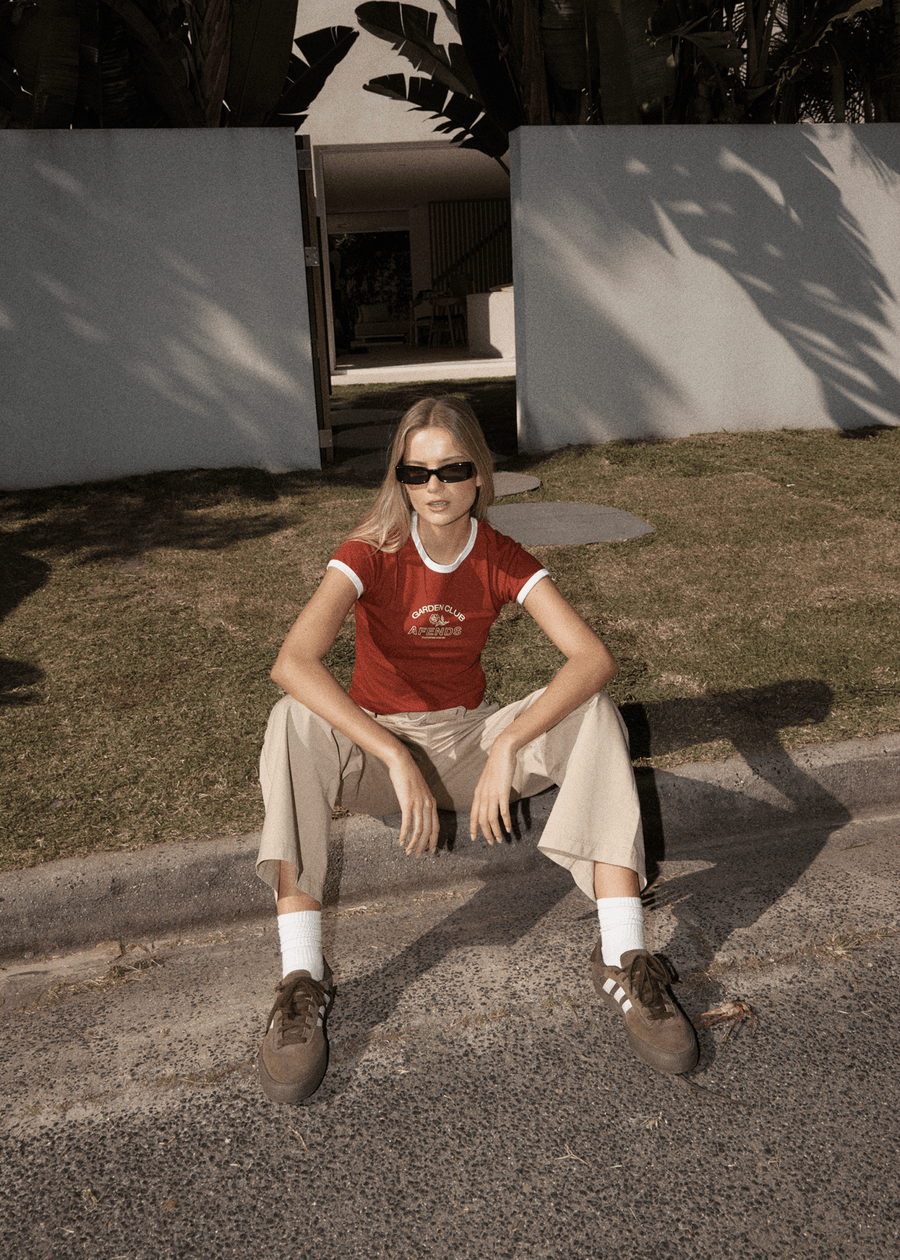 AFENDS Womens Cultivate - Ringer Tee - Ketchup