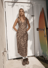 AFENDS Womens Juliet - Maxi Dress - Coffee - Afends womens juliet   maxi dress   coffee 