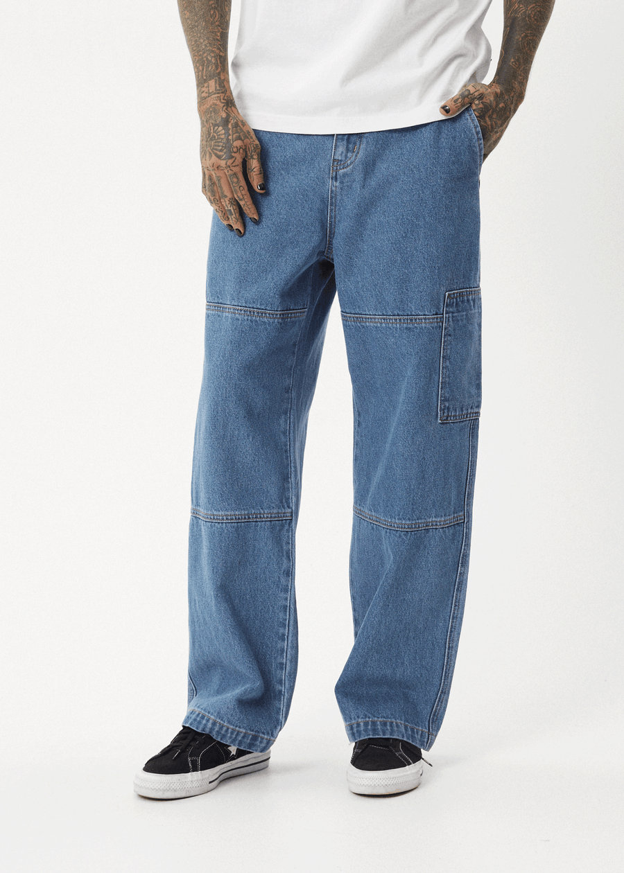 AFENDS Mens Richmond - Denim Workwear Jean - Worn Blue
