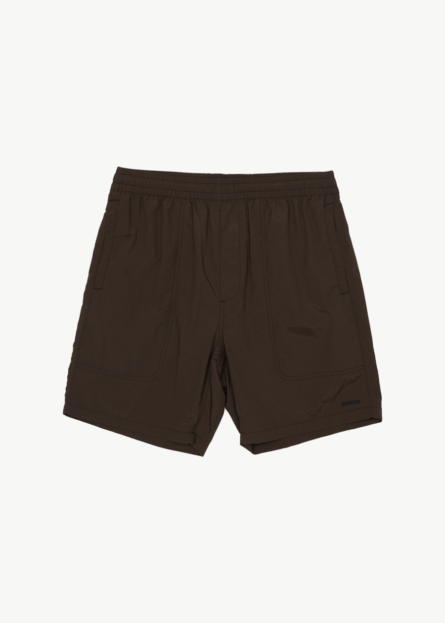 AFENDS Mens Baywatch - Swim Short 18" - Coffee
