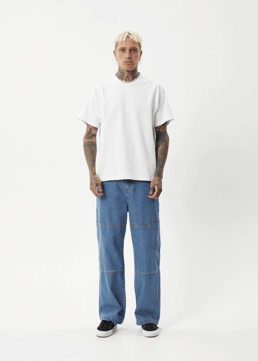 AFENDS Mens Richmond - Denim Workwear Jean - Worn Blue