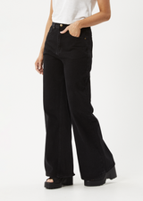 AFENDS Womens Gigi - Denim Flared Jean - Washed Black - Afends womens gigi   denim flared jean   washed black