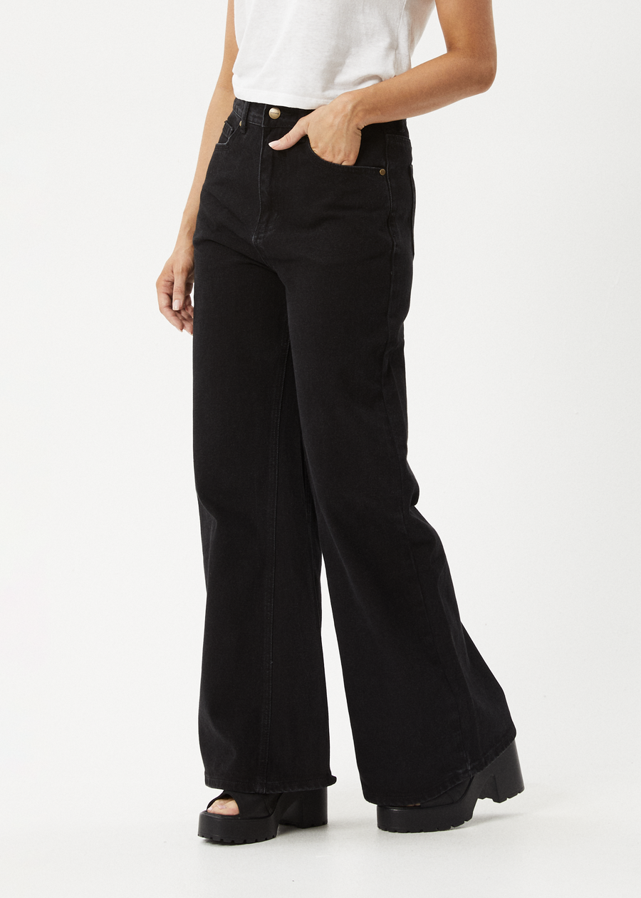 AFENDS Womens Gigi - Denim Flared Jean - Washed Black