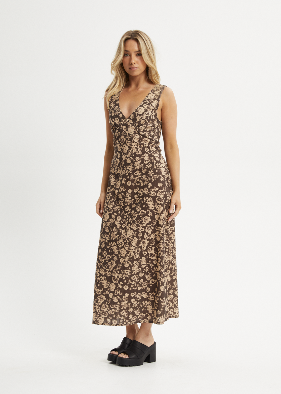 AFENDS Womens Juliet - Maxi Dress - Coffee 