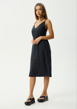 AFENDS Womens Madda - Hemp Slip Dress - Black - Afends womens madda   hemp slip dress   black