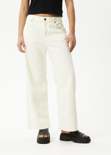 AFENDS Womens Kendall - Denim Low Rise Jeans - Off White - Afends womens kendall   denim low rise jeans   off white 