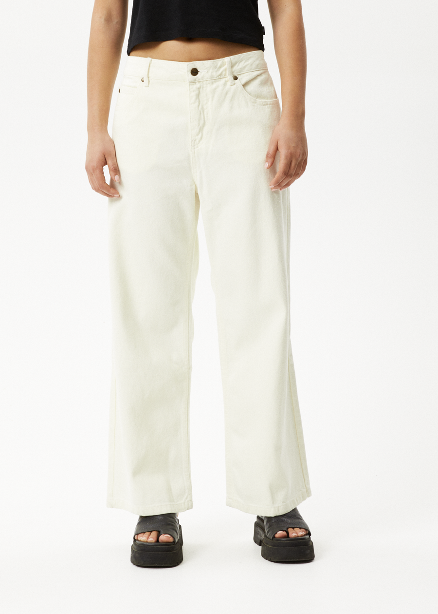 AFENDS Womens Kendall - Denim Low Rise Jeans - Off White 