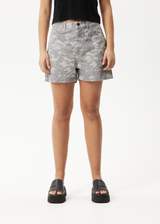 AFENDS Womens Cadet Seventy Threes - Denim Short - Camo - Afends womens cadet seventy threes   denim short   camo