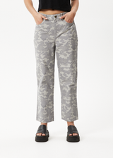 AFENDS Womens Cadet Shelby - Denim Wide Leg Jean - Camo - Afends womens cadet shelby   denim wide leg jean   camo