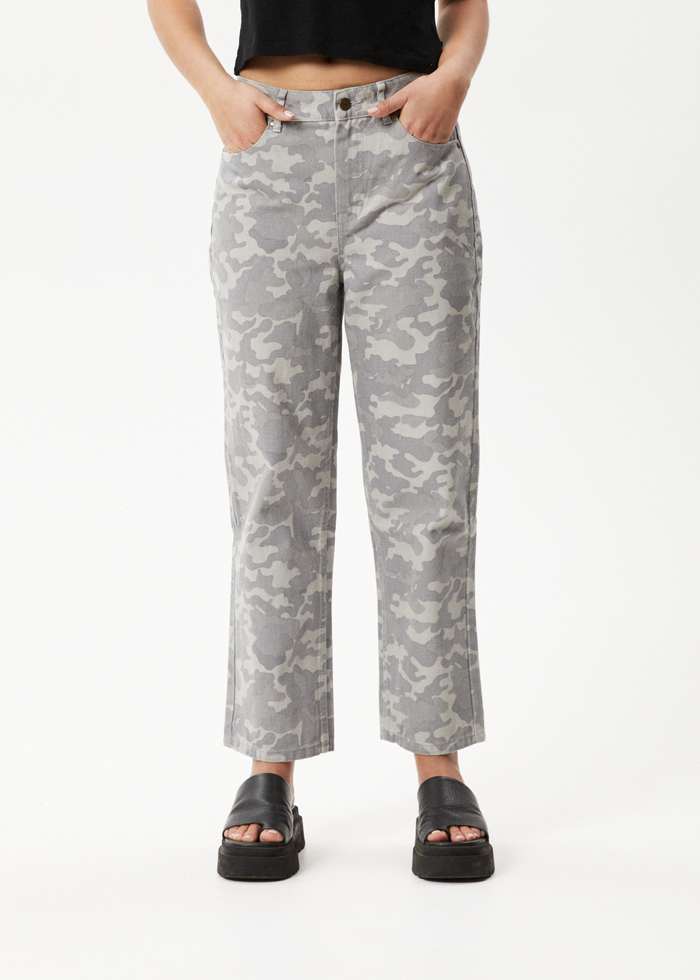AFENDS Womens Cadet Shelby - Denim Wide Leg Jean - Camo