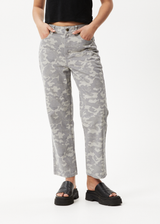 AFENDS Womens Cadet Shelby - Denim Wide Leg Jean - Camo - Afends womens cadet shelby   denim wide leg jean   camo