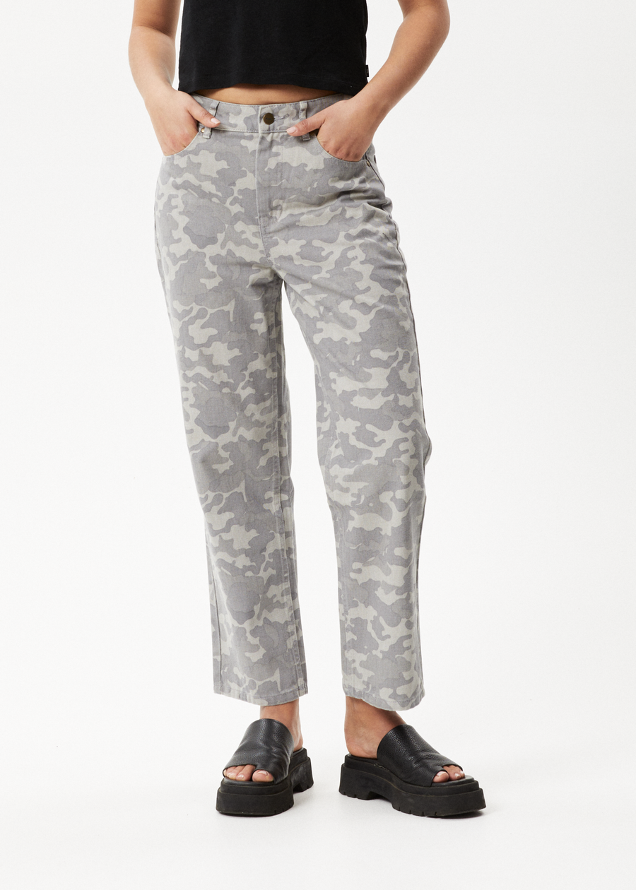 AFENDS Womens Cadet Shelby - Denim Wide Leg Jean - Camo