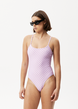AFENDS Womens Carlo  -  Check One Piece - Candy - Afends womens carlo   check one piece   candy