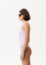AFENDS Womens Carlo  -  Check One Piece - Candy - Afends womens carlo   check one piece   candy