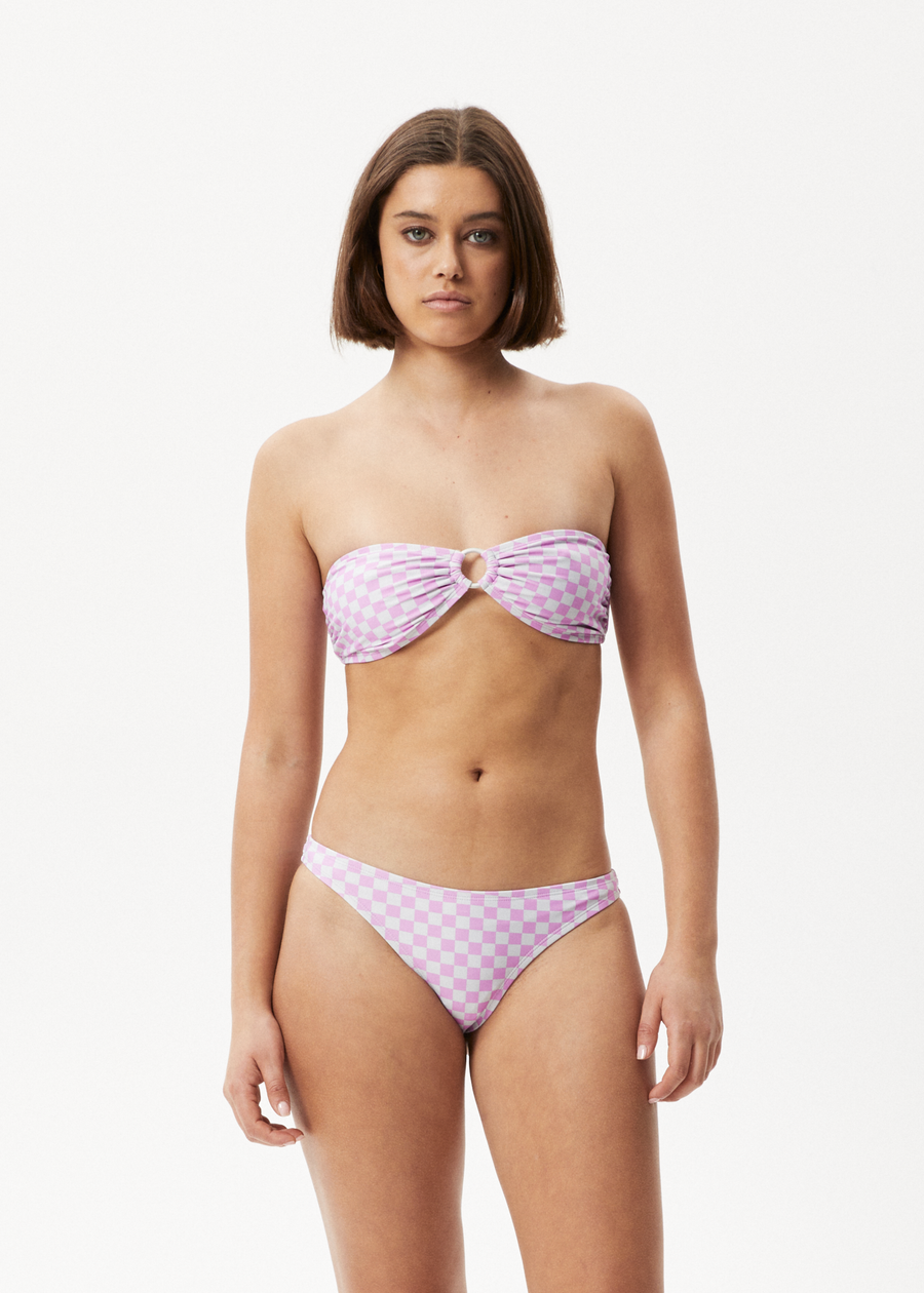 AFENDS Womens Carlo - Check Bikini Bottom - Candy