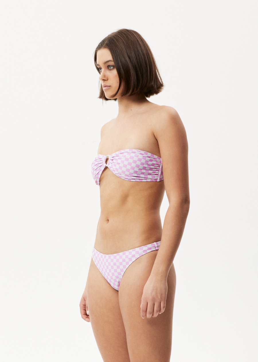 AFENDS Womens Carlo - Check Bikini Bottom - Candy