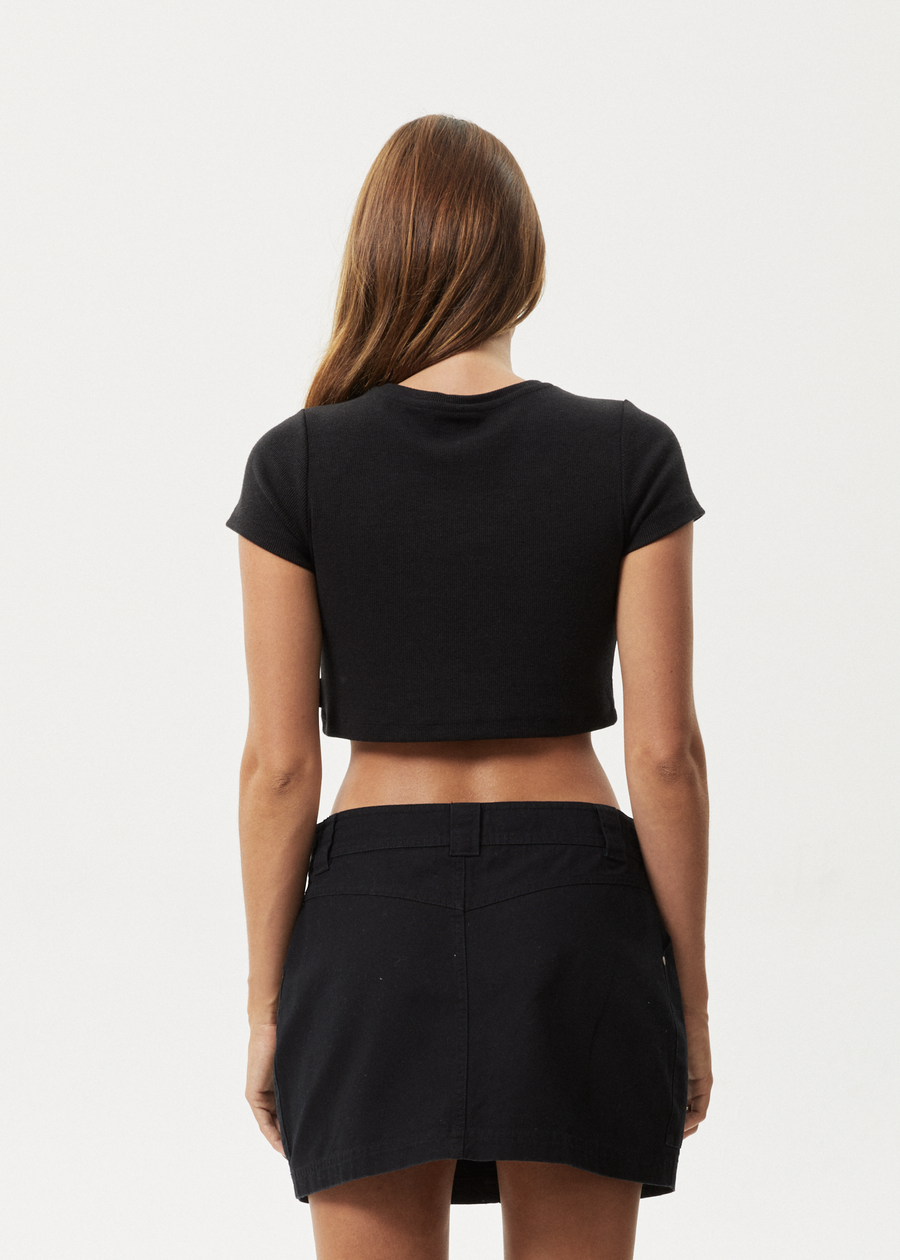 AFENDS Womens Abbie - Rib Cropped Tee - Black