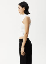 AFENDS Iconic - Rib High Neck Tank - Off White - Afends iconic   rib high neck tank   off white