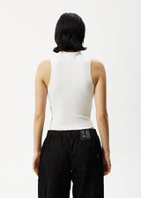 AFENDS Iconic - Rib High Neck Tank - Off White - Afends iconic   rib high neck tank   off white