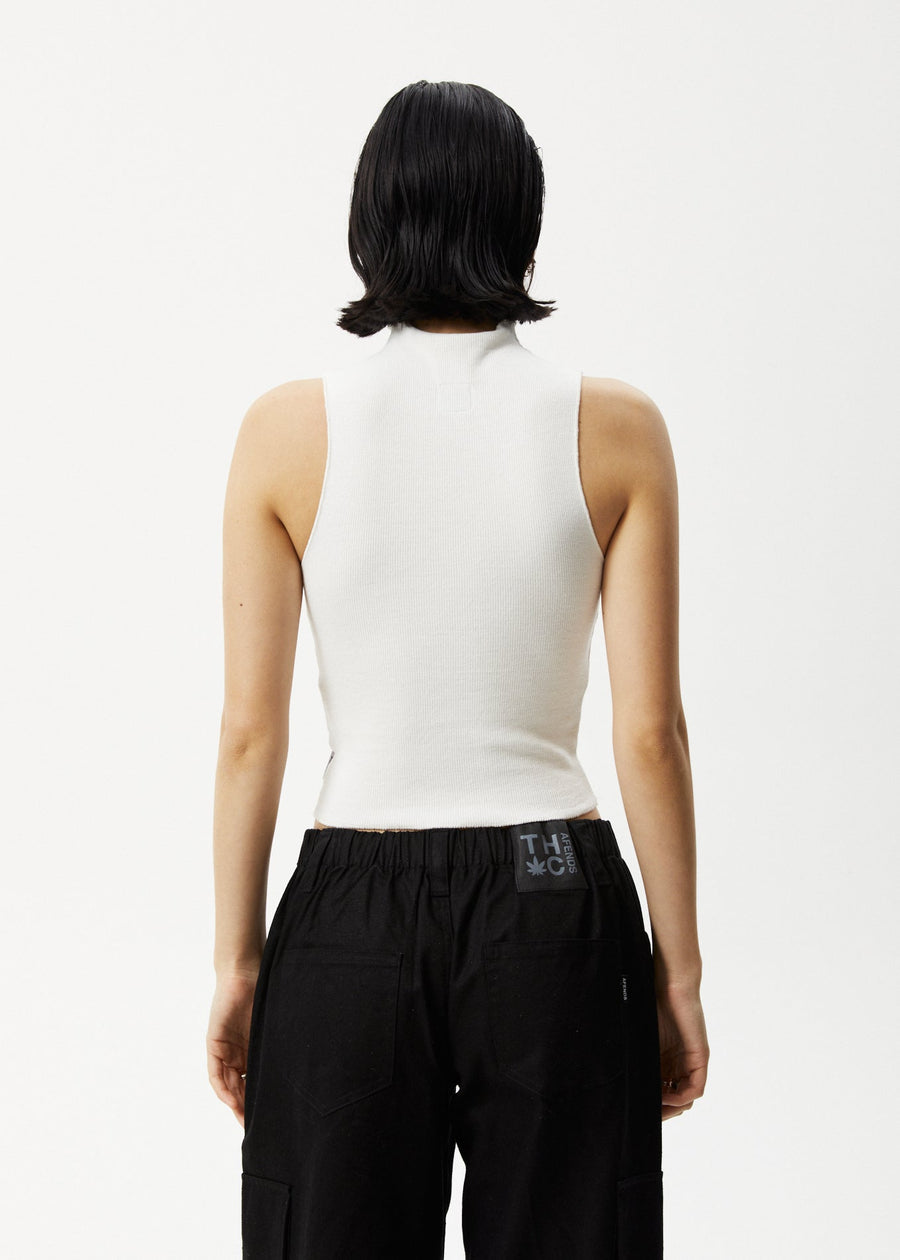 AFENDS Iconic - Rib High Neck Tank - Off White