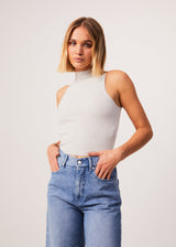AFENDS Womens Iconic - Rib High Neck Tank - Smoke - Afends womens iconic   rib high neck tank   smoke