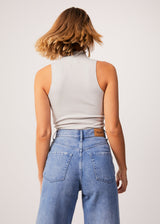 AFENDS Womens Iconic - Rib High Neck Tank - Smoke - Afends womens iconic   rib high neck tank   smoke