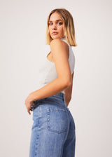 AFENDS Womens Iconic - Rib High Neck Tank - Smoke - Afends womens iconic   rib high neck tank   smoke
