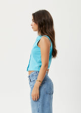 AFENDS Womens Eliza - Rib Sleeveless Shirt - Vivid Blue - Afends womens eliza   rib sleeveless shirt   vivid blue