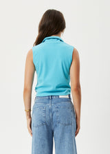 AFENDS Womens Eliza - Rib Sleeveless Shirt - Vivid Blue - Afends womens eliza   rib sleeveless shirt   vivid blue